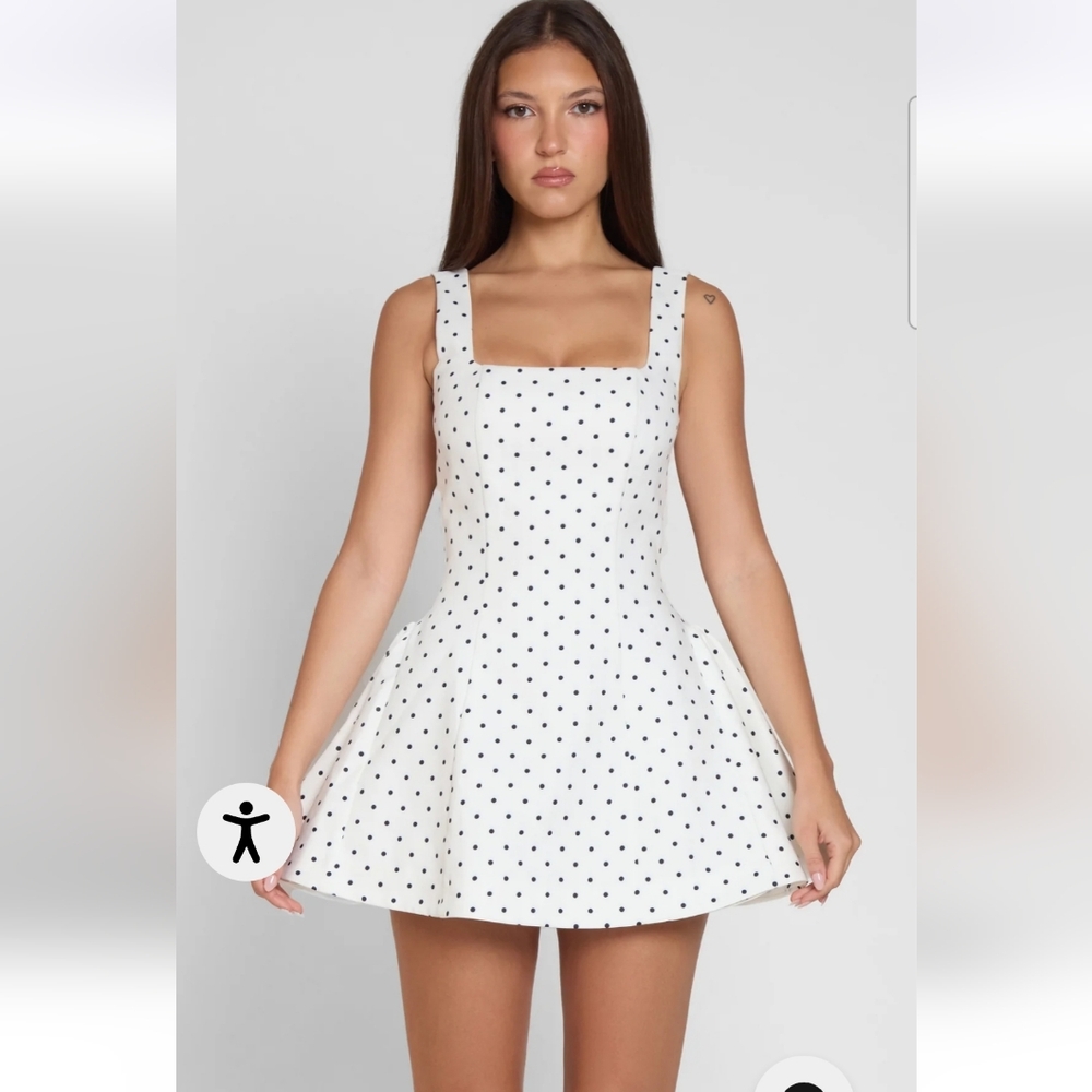 LEAU Ysabelle Babydoll Corset Mini Dress- Polka Dot